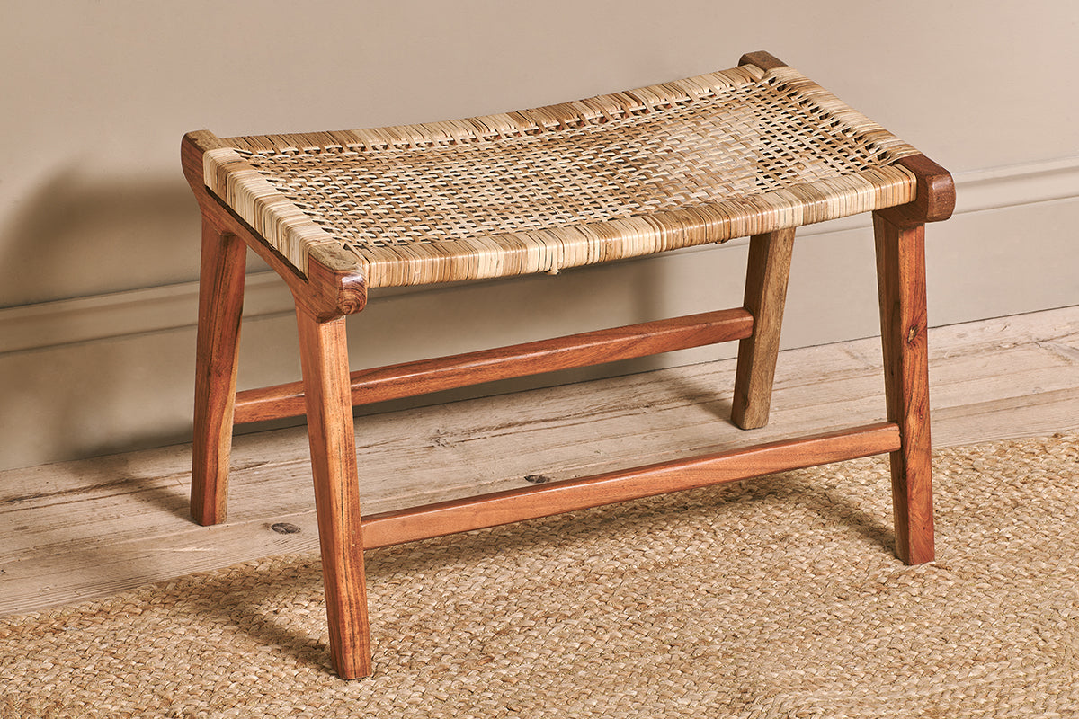 Madrisana Acacia & Rattan Footstool