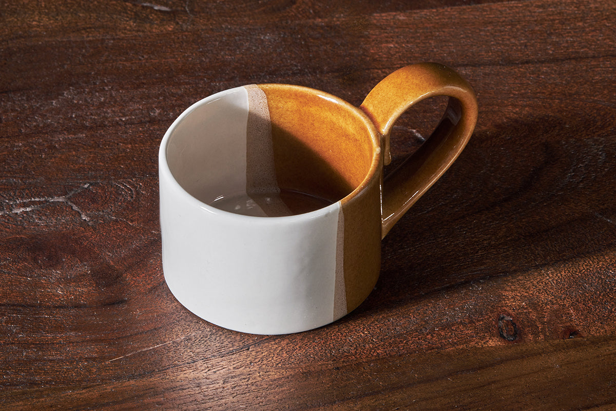 Mittee Ceramic Teacup Tealight Holder - Off White & Terracotta (Set of 2)