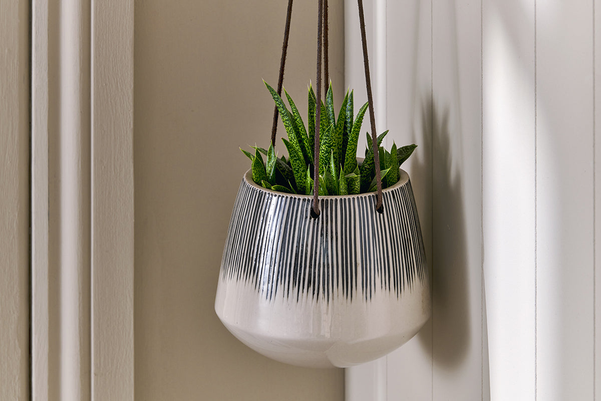 Matamba Ceramic Hanging Planter - Lines