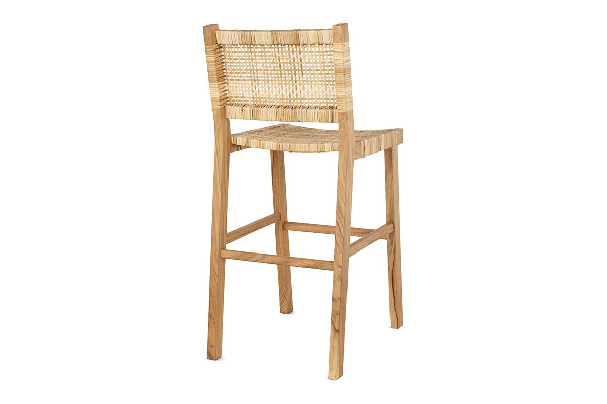 Madrisana Acacia & Rattan Bar Stool-nkuku