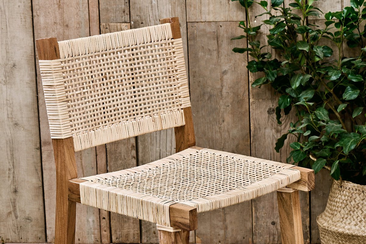 Madrisana Acacia & Rattan Bar Stool-nkuku