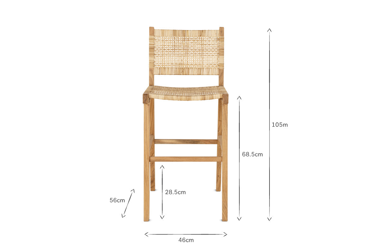 Madrisana Acacia & Rattan Bar Stool-nkuku