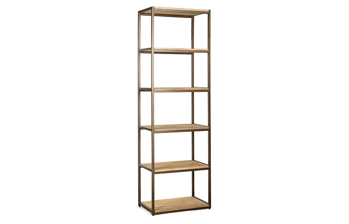 Marjori Mango Wood And Iron Standing Shelves - Narrow-nkuku