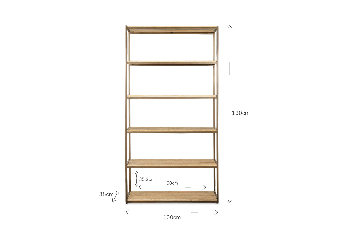 Marjori Mango Wood And Iron Standing Shelves - Wide-nkuku