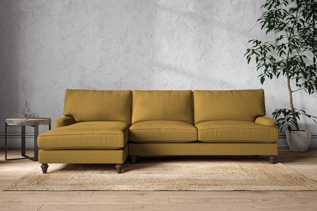 Marri Grand Left Hand Chaise Sofa - Recycled Cotton Ochre-nkuku