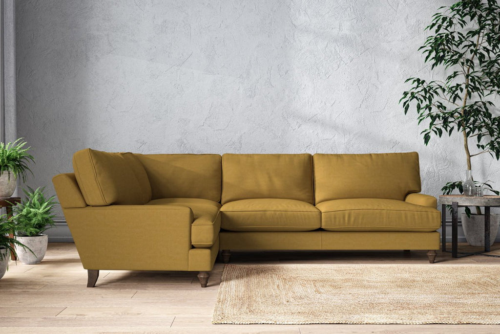 Marri Grand Left Hand Corner Sofa - Recycled Cotton Ochre-nkuku