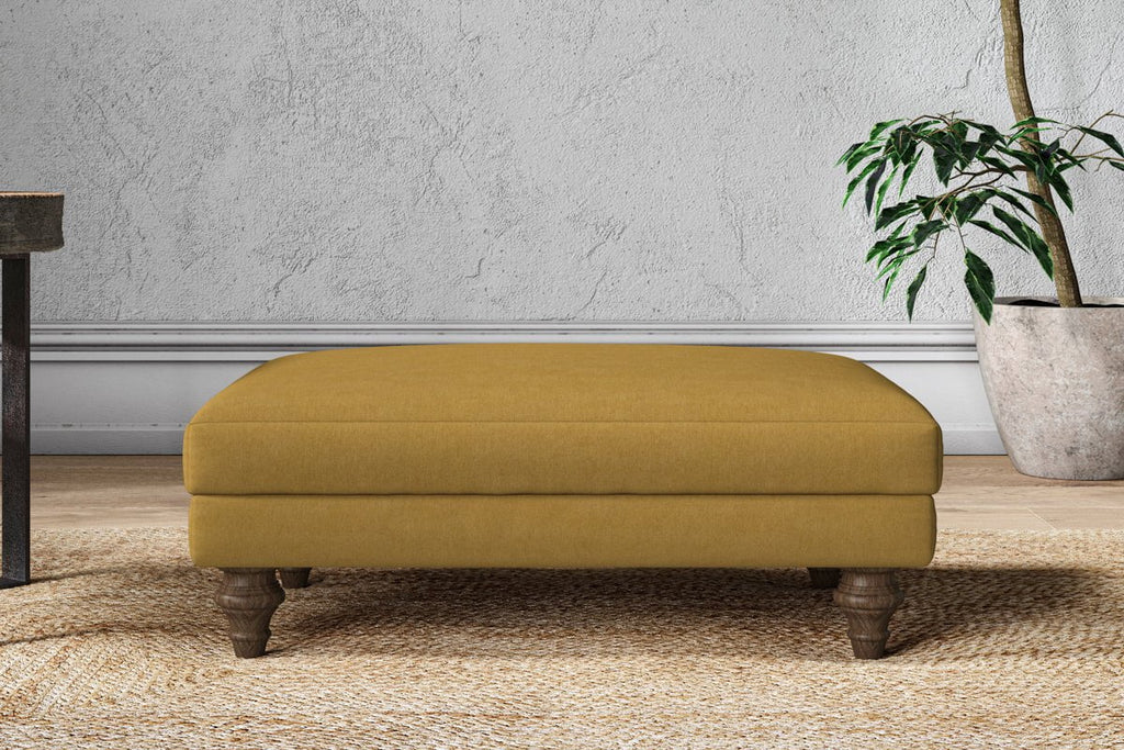 Marri Medium Footstool - Recycled Cotton Ochre-nkuku