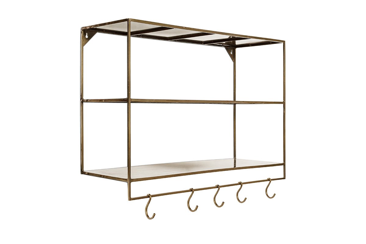 Meghana Iron Shelf With Hooks - Wide-nkuku