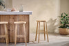 Mengwi Mango Wood Round Bar Stool - Natural-nkuku