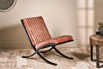 Narwana Ribbed Leather Lounger - Aged Tan