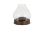 Naryla Mango Wood Lantern - Dark Stain & Clear