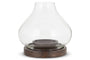 Naryla Mango Wood Lantern - Dark Stain & Clear