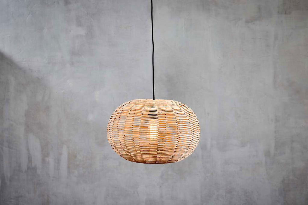 Noko Wicker Round Pendant - Natural - Large