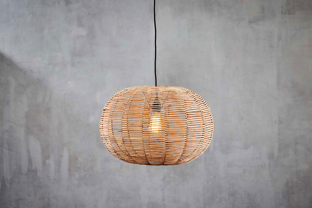 Noko Wicker Round Pendant - Natural - Small