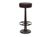 Narwana Leather Round Stool - Dark Brown