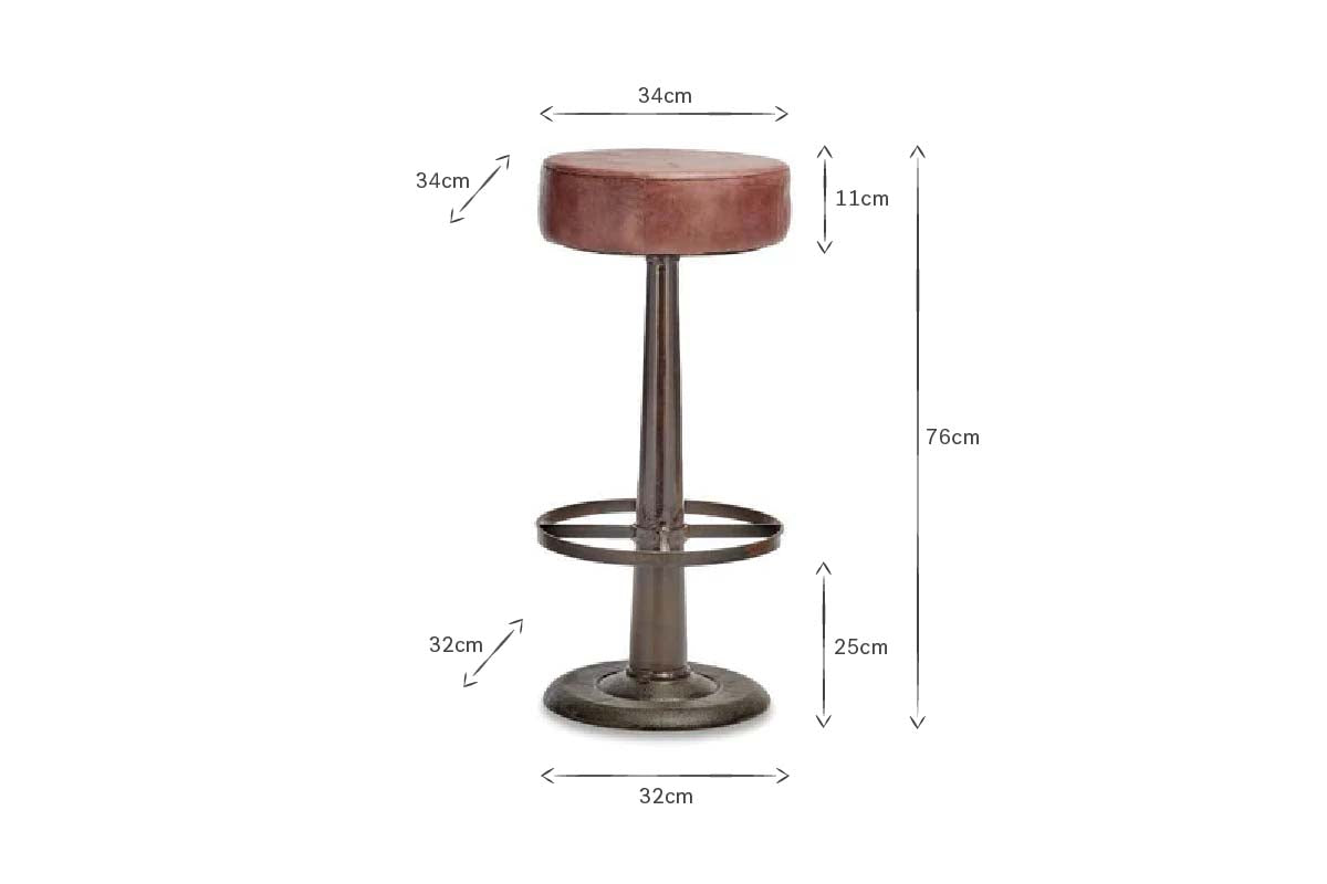 Narwana Leather Round Stool - Chocolate Brown