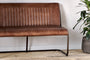 Nuveena Ribbed Leather Bench - Chocolate Brown