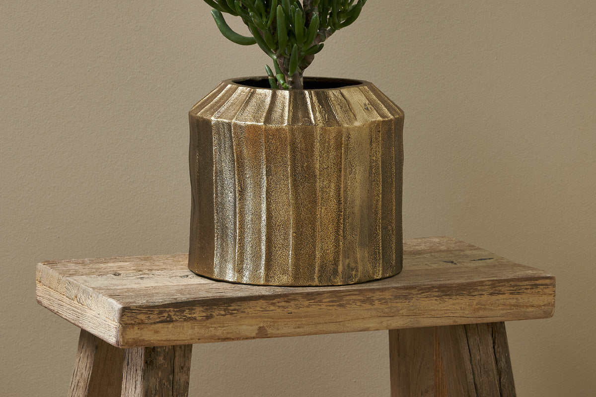 Nabara Cast Aluminium Planter - Antique Brass-nkuku