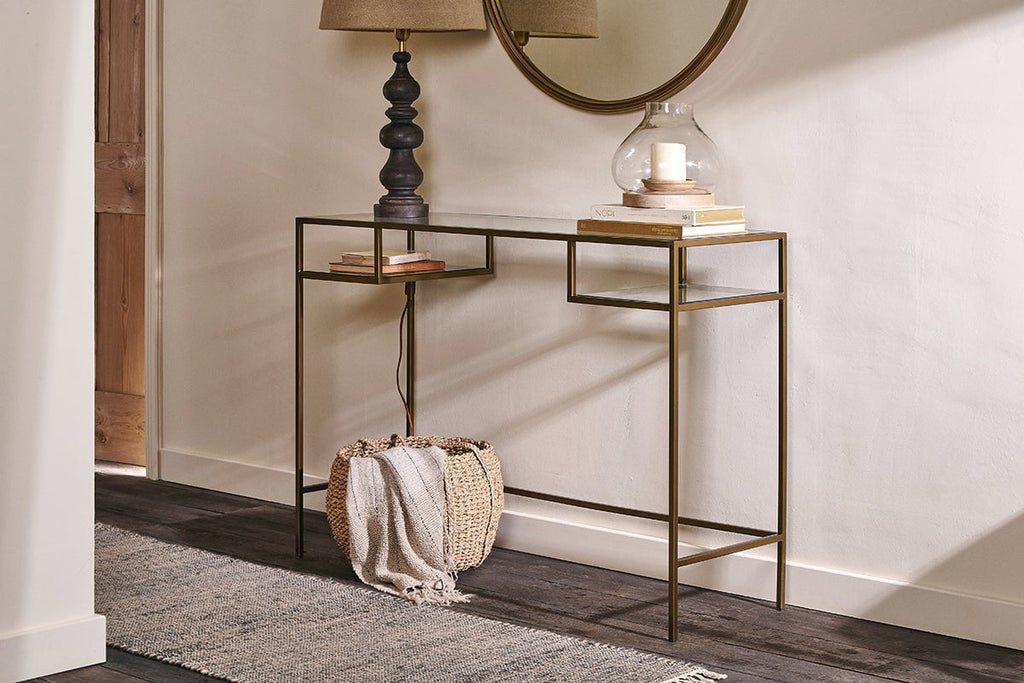 Nakuru Iron & Glass Console Table-nkuku