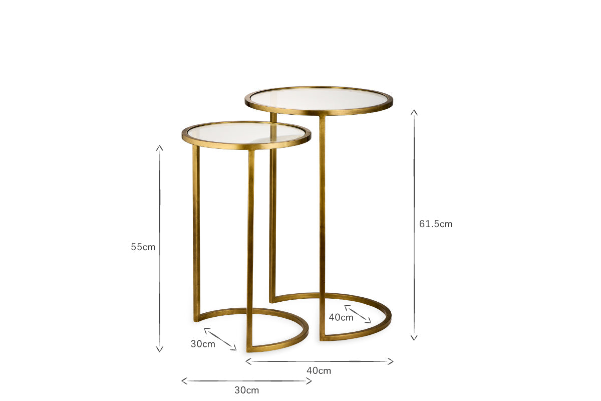 Nakuru Iron & Glass Side Table Set - Brass- nkuku