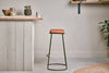 Narwana Ribbed Leather Stool - Aged Tan - Large-nkuku