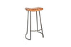 Narwana Ribbed Leather Stool - Aged Tan - Large-nkuku