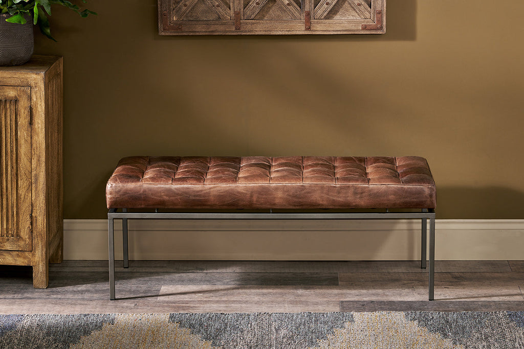 Nasan Leather Upholstered Bench-nkuku