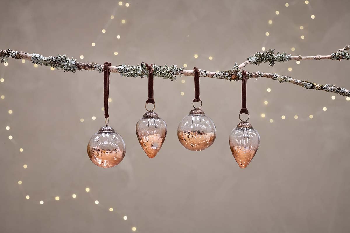 Nevasa Baubles - Clear & Antique Copper (Set of 4)-nkuku