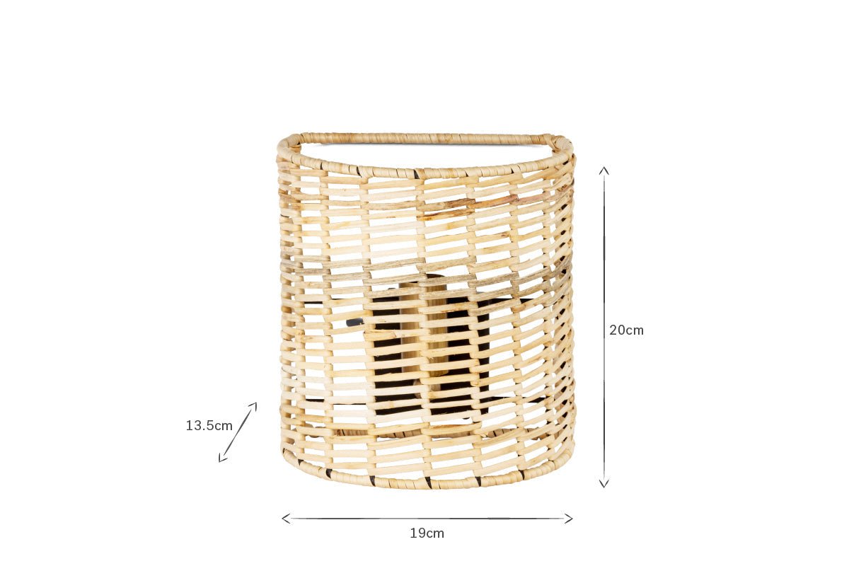 Noko Rattan Wall Lamp - Small-nkuku