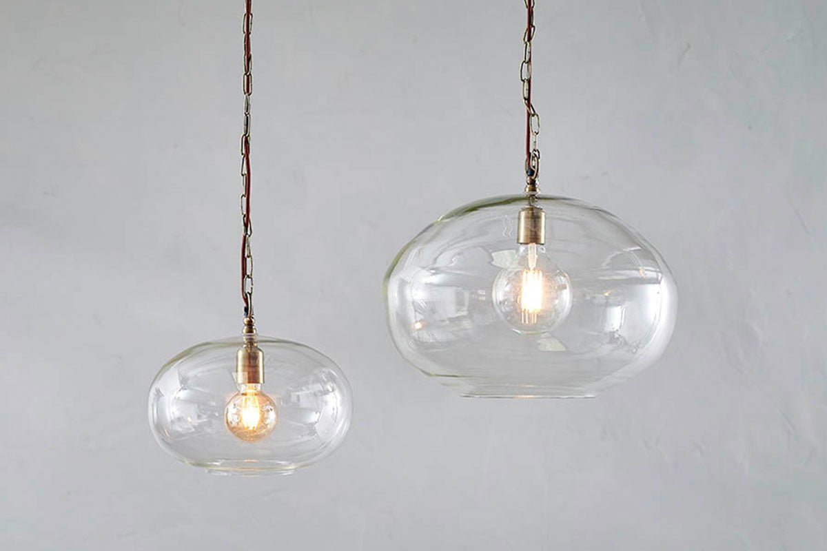 Otoro Recycled Glass Pendant - Clear - Large Round