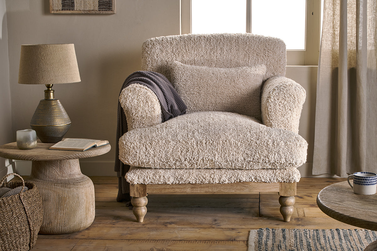 Otas Teddy Cotton Armchair - Off White- nkuku