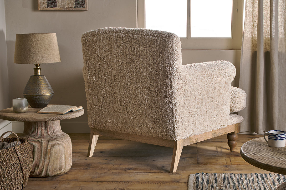 Otas Teddy Cotton Armchair - Off White- nkuku