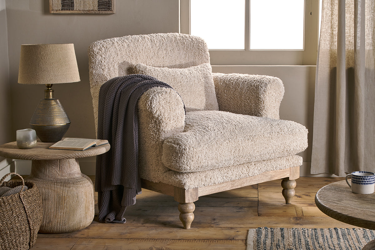 Otas Teddy Cotton Armchair - Off White- nkuku