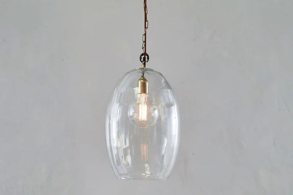 Otoro Recycled Glass Pendant - Clear - Large Oval-nkuku