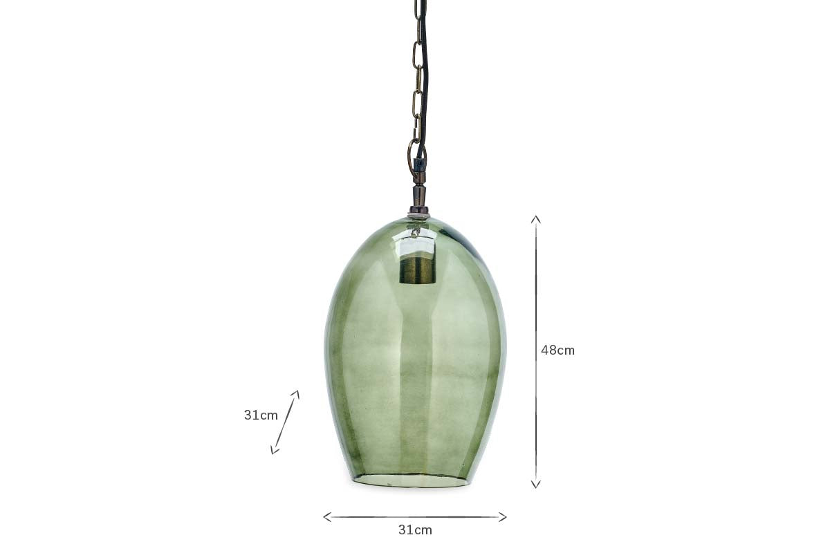 Otoro Recycled Glass Pendant - Green - Large Oval-nkuku