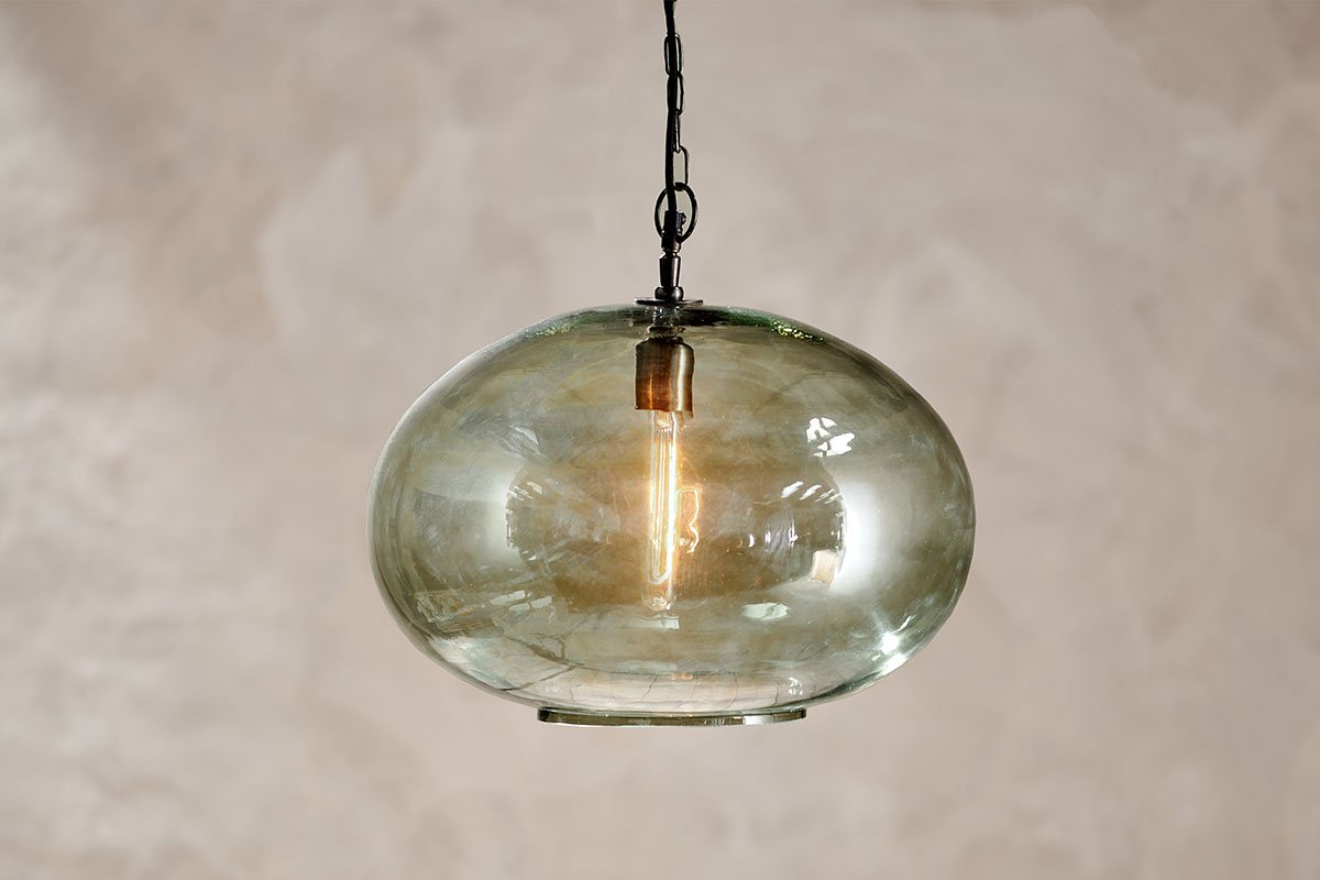 Otoro Recycled Glass Pendant - Green - Large Round-nkuku