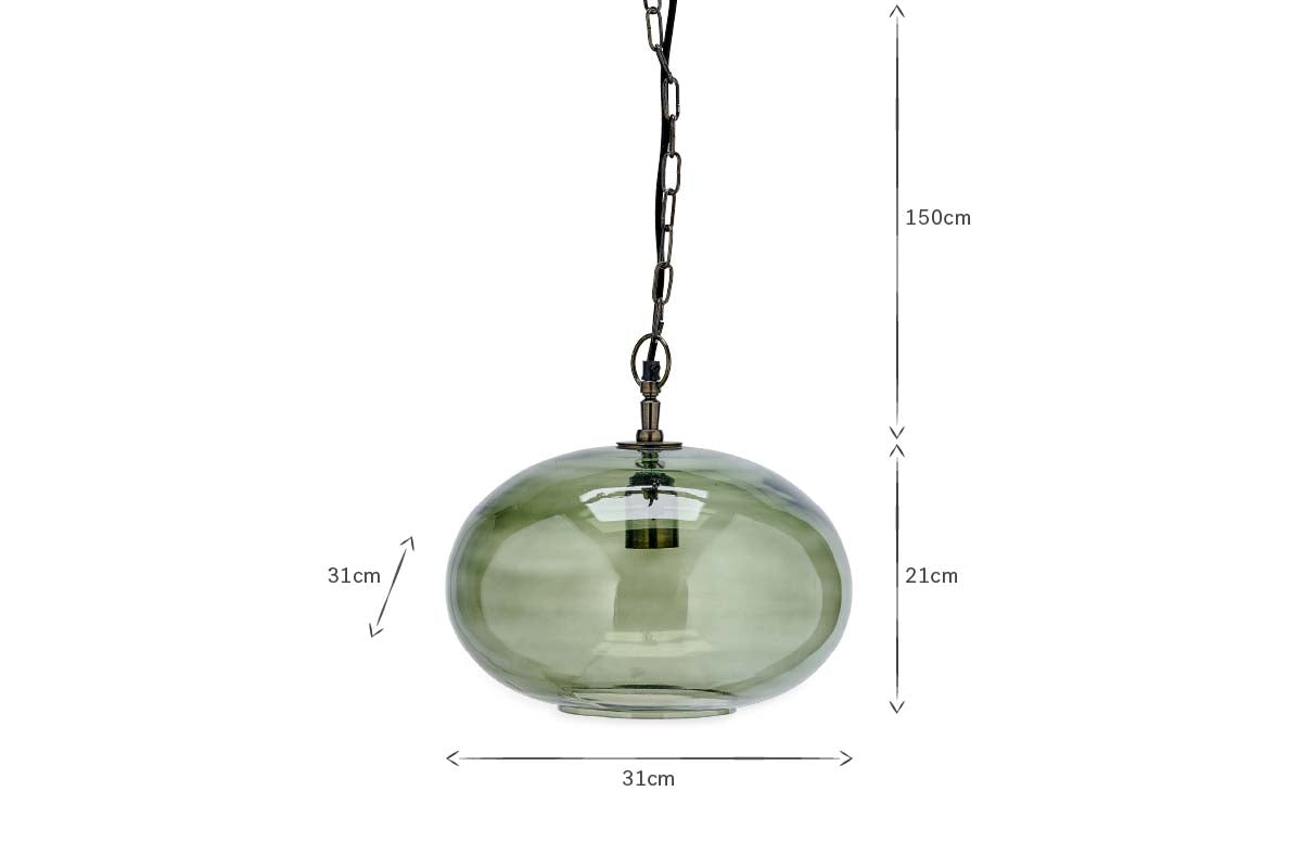 Otoro Recycled Glass Pendant - Green - Small Round-nkuku