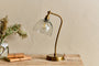 Purnia Glass & Metal Desk Lamp - Clear & Antique Brass