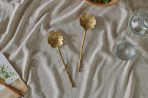 Prakriti Leaf Salad Servers - Brushed Gold (Set of 2)