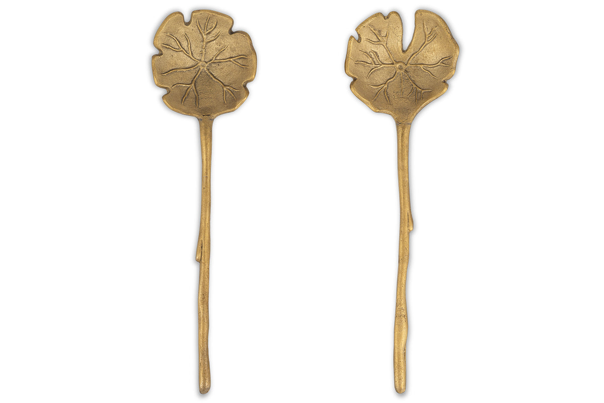 Prakriti Leaf Salad Servers - Brushed Gold (Set of 2)