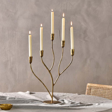 Palani Statement Candelabra - Antique Brass - Large-nkuku