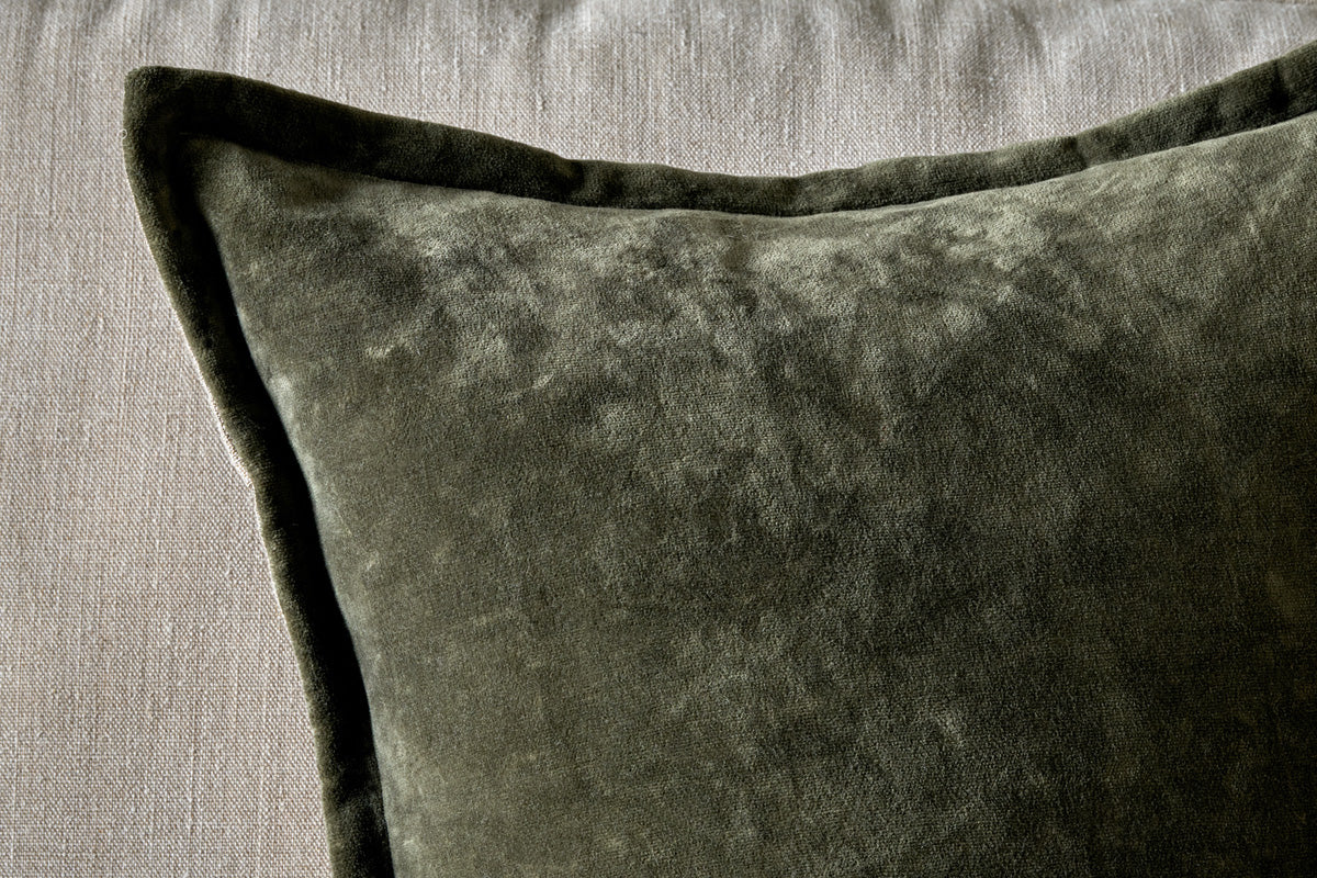 Pilani Velvet & Linen Cushion Cover - Moss-nkuku