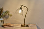 Purnia Glass & Metal Desk Lamp - Clear & Antique Brass-nkuku