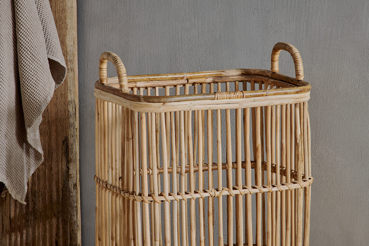 Rammi Rattan Tall Laundry Basket - Natural