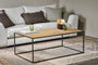 Rishin Grooved Wood Coffee Table - Natural & Gun Metal