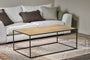 Rishin Grooved Wood Coffee Table - Natural & Gun Metal