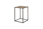 Rishin Grooved Wood Side Table - Natural & Gun Metal