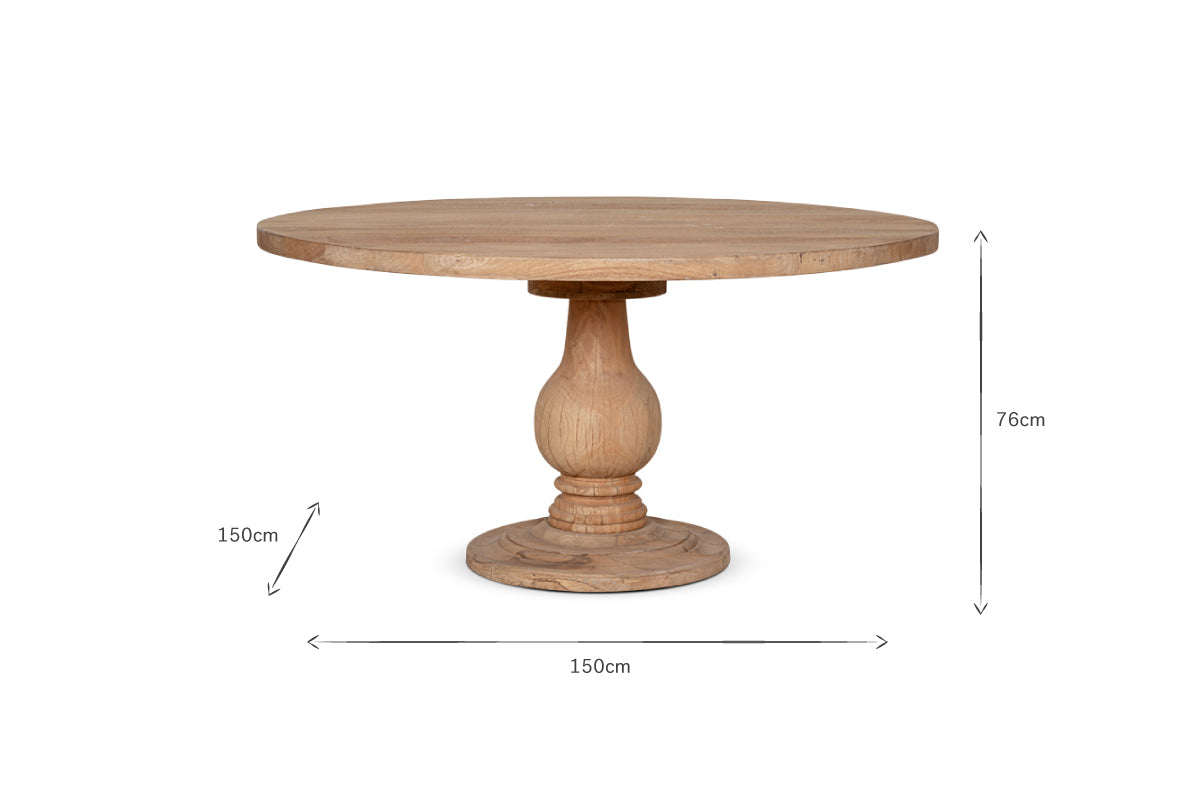 Laya Round Carved Mango Wood Table - Large