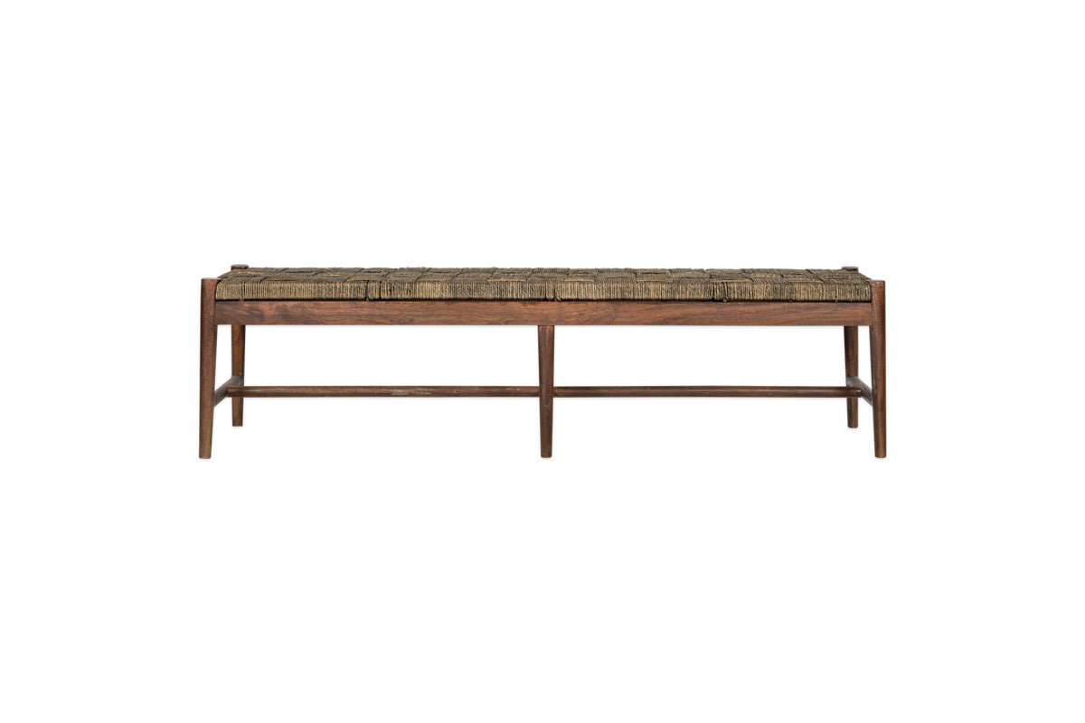 Raunak Acacia Woven Bench - Washed Walnut - Small-nkuku