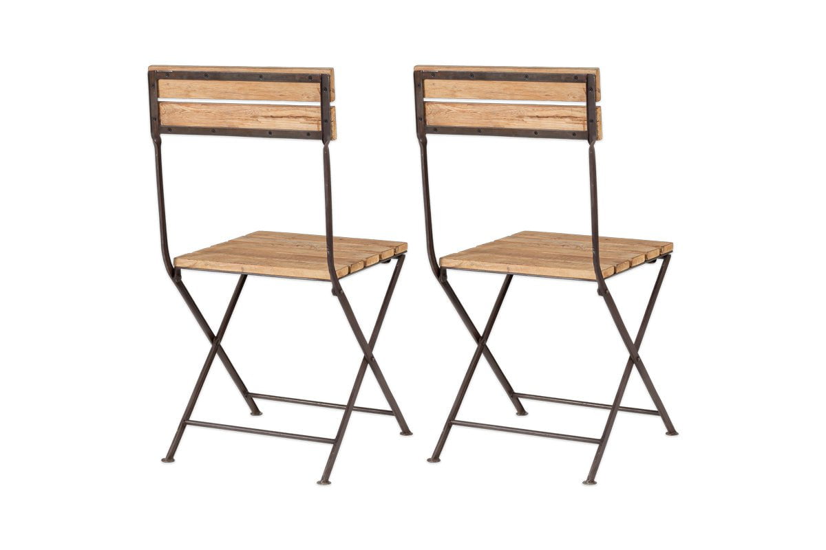 Rishikesh Reclaimed Wood & Iron Folding Chairs - (Set of 2)-nkuku